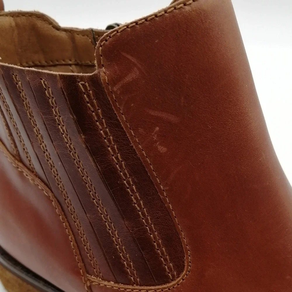 Sofft Shoes‎ Womens Ankle Boot Brown Leather Side Zip Elastic Gussets 6